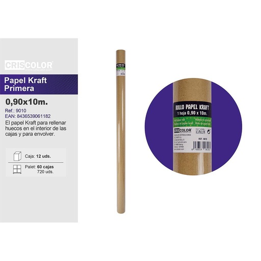 [9010] PAPEL KRAFT PRIMERA 90CMX10M (Caja 12 Und).