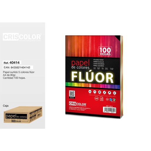 [40615] PAQUETE DIN A4 COLOR FLUOR 100 HOJAS