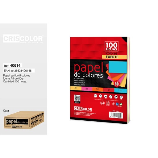 [40614] PAQUETE DIN A4 COLOR FUERTE 100 HOJAS