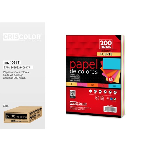 [40617] PAQUETE DIN A4 COLOR FUERTE 200 HOJAS