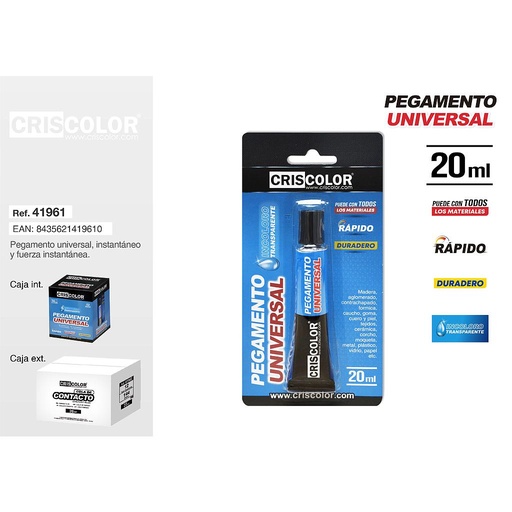 [41961] PEGAMENTO UNIVERSAL INCOLORO 20ML
