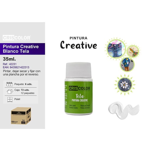 [42231] PINTURA CREATIVE BOTE 35ML BLANCO TELA (Precio Unitario)