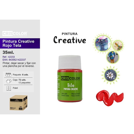 [42233] PINTURA CREATIVE BOTE 35ML ROJO TELA (Precio Unitario)
