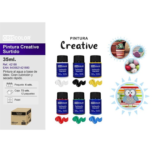 [42188] PINTURA CREATIVE BOTE 35ML SURTIDO 6UDS