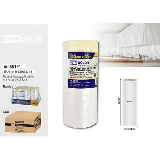 [06174] PLASTICO CON CINTA 120CMX20M (Precio Unitario)