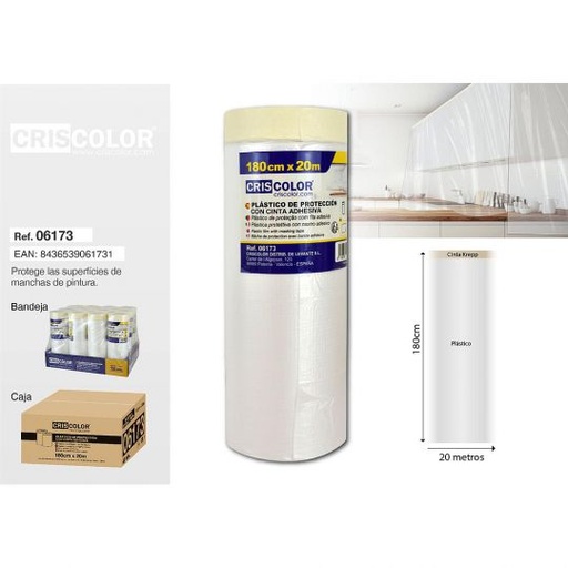 [06173] PLASTICO CON CINTA 180CMX20M (Precio Unitario)