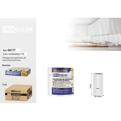 [06177] PLASTICO CON CINTA 35CMX20M (Precio Unitario)
