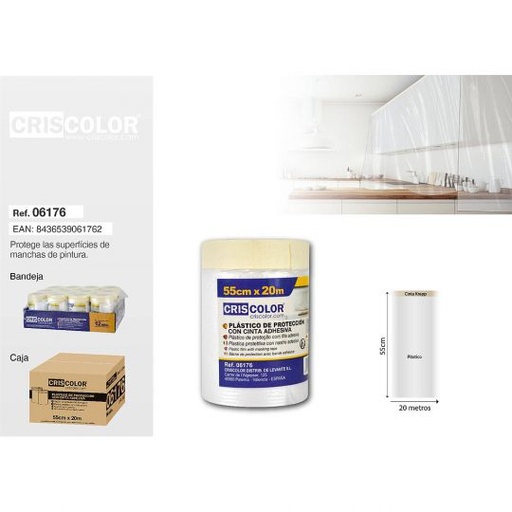 [06176] PLASTICO CON CINTA 55CMX20M (Precio Unitario)