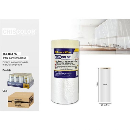 [06175] PLASTICO CON CINTA 90CMX20M (Precio Unitario)