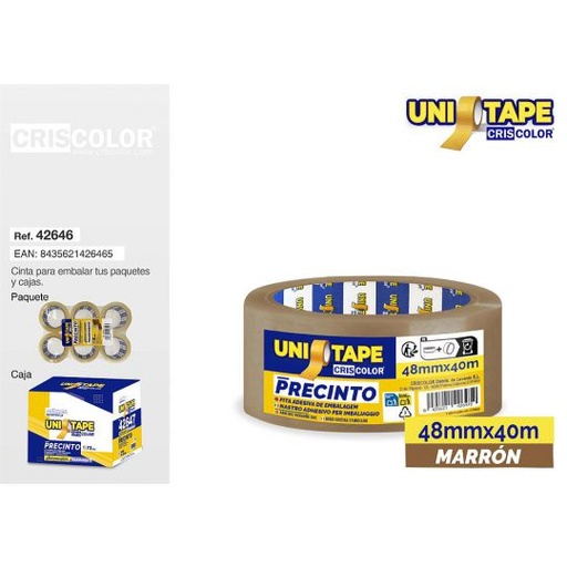 [42646] PRECINTO 48MMX40M MARRON POLIPROPILENO (Pack 6 Und).