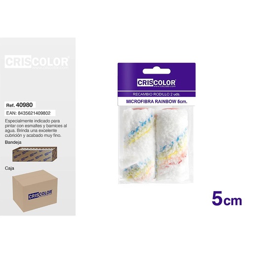 [40980] RECAMBIO MICROFIBRA RAINBOW 5CM 2UDS