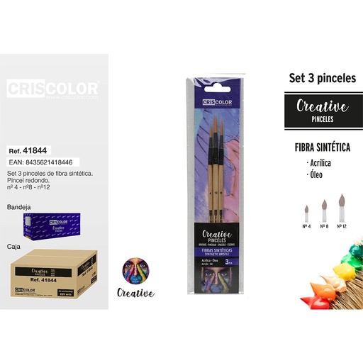 [41844] SET 3 PINCELES FIBRA NATURAL/NEGRO
