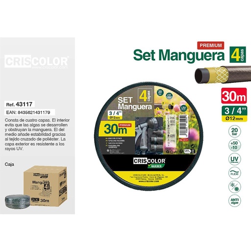 [43117] SET MANGUERA 30M 3/4" PREMIUM