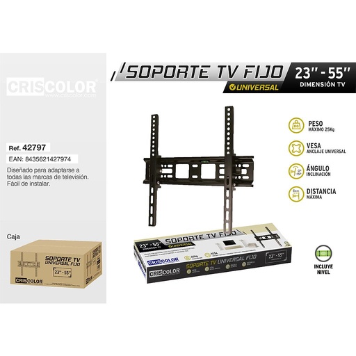 [42797] SOPORTE TV UNIVERSAL FIJO 23” - 55” 