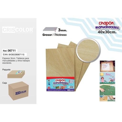 [06711] TABLERO CHAPON 40X30CM (Paquete de 12Und.)