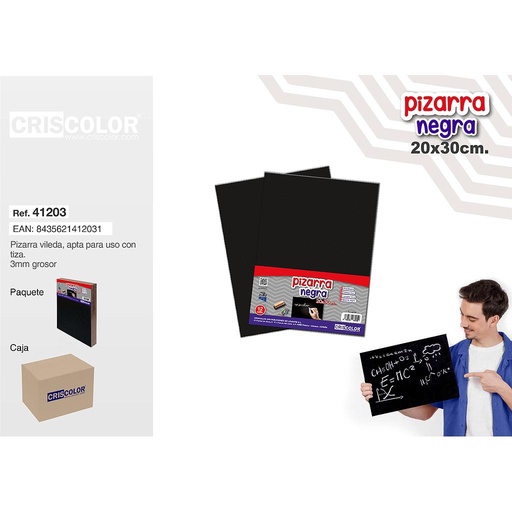 [41203] TABLERO PIZARRA NEGRA 20X30CM (Paquete de 12Und.)