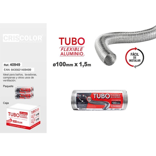 [40949] TUBO ALUMINIO 100MM X1.5M