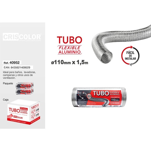 [40952] TUBO ALUMINIO 110MM X1.5M