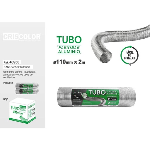 [40953] TUBO ALUMINIO 110MM X2M