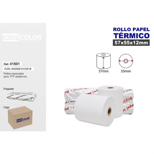 [41501] CRISCOLOR ROLLO TERMICO 57X55MM (Pack 10 Und.)