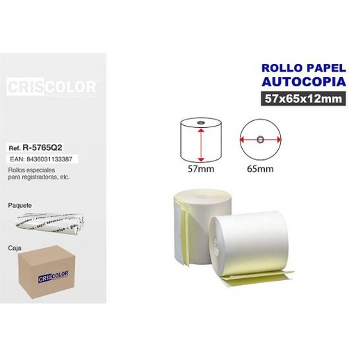 [R-5765Q2] ROLLO PAPEL 57X65 AUTOCOPIA (Pack 10 Und).