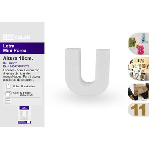 [07557] LETRA POREX "U" 100MM (Precio Unitario)