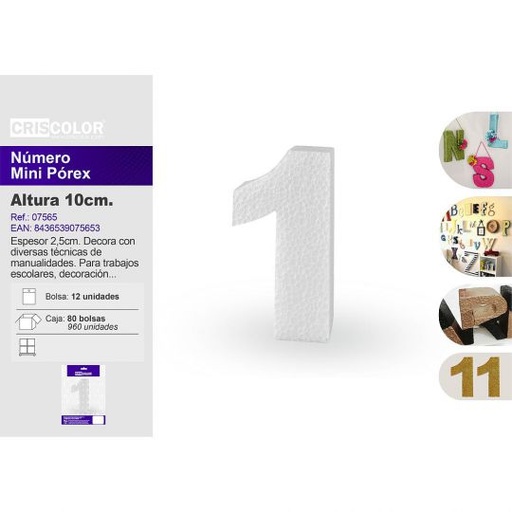 [07565] NUMERO POREX "1" 100MM (Precio Unitario)