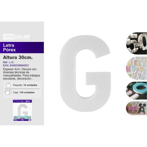 [L-G] LETRA POREX  "G"  30CM  (Precio Unitario)