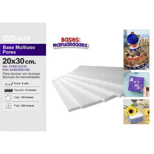 [POREX20X30] BASE MULTIUSO POREX 20X30CM  PACK 6UDS.