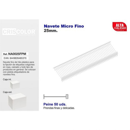 [NA0025FPM] NAVETES 25MM FINO CAJA 5.000UDS.