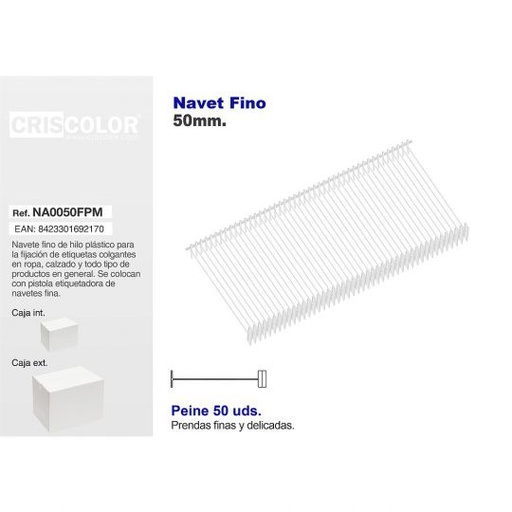 [NA0050FPM] NAVETES 50MM FINO CAJA 5.000UDS.