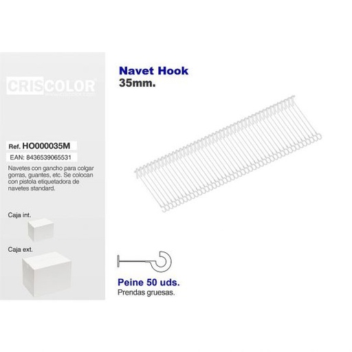 [HO000035M] NAVETES 35MM HOOK CAJA 5.000UDS.