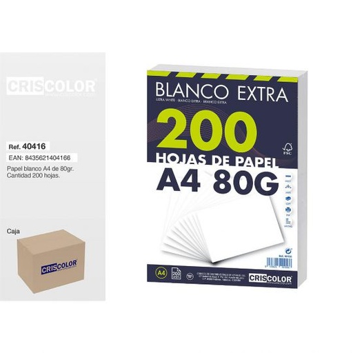 [40416] PAQUETE DIN A4 BLANCO 200 HOJAS