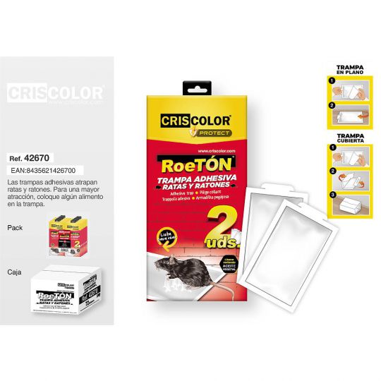 ROETON TRAMPA ADHESIVA RATAS 2UDS. | VENTA ONLINE CRISCOLOR