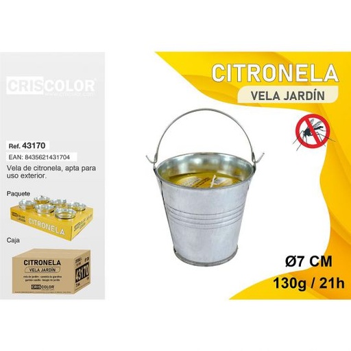 [43170] VELA CITRONELA CUBO METAL Ø7 CM (Precio Unitario)