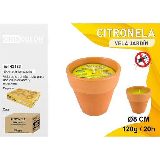 [43123] VELA CITRONELA TERRACOTA VASO Ø8 CM (Precio Unitario)