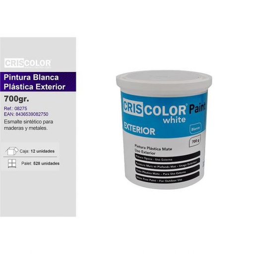 [41274] PINTURA PLASTICA CRISCOLOR WHITE PAINT EXTERIOR BLANCO 700G