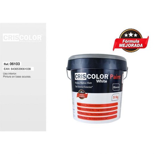 [06103] PINTURA PLASTICA CRISCOLOR WHITE PAINT INTERIOR 5KG