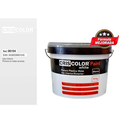 [06104] PINTURA PLASTICA CRISCOLOR WHITE PAINT INTERIOR 10KG