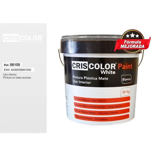 [06105] PINTURA PLASTICA CRISCOLOR WHITE PAINT INTERIOR 20KG