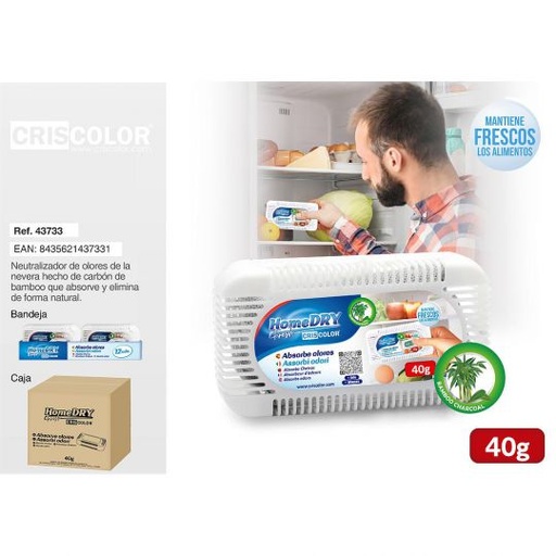 [43733] ABSORBE OLORES NEVERA CARBON DE BAMBU 40G