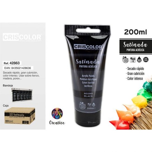 [42863] PINTURA ACRILICA TUBO 200ML NEGRO