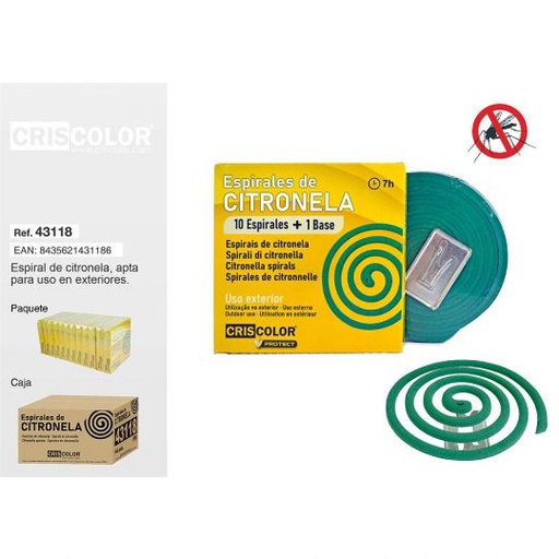 [43118] ESPIRAL CITRONELA Ø13 CM  (Caja de 10 und + Base)