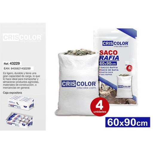 [43229] SACO RAFIA MULTIUSO 60X90CM  Bolsa 4UDS.