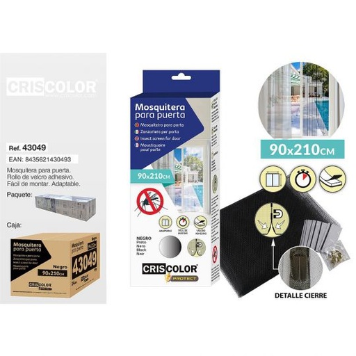 [43049] MOSQUITERA PUERTA 90X210CM NEGRA