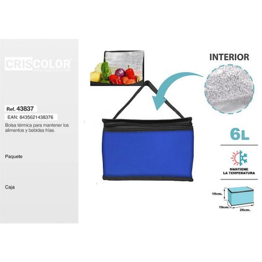 [43837] BOLSA NEVERA BASIC 6L AZUL
