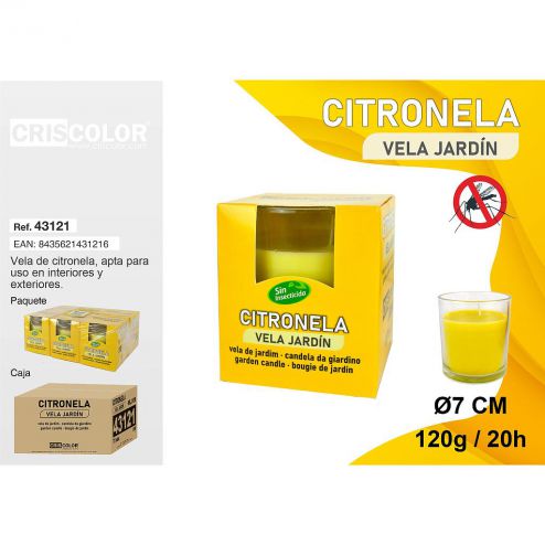 [43121] VELA CITRONELA VIDRIO Ø7 CM (Precio Unitario)