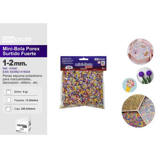 [41640] MINI-BOLA POREX 1-2MM 9GR. SURTIDO FUERTE (Bolsa)