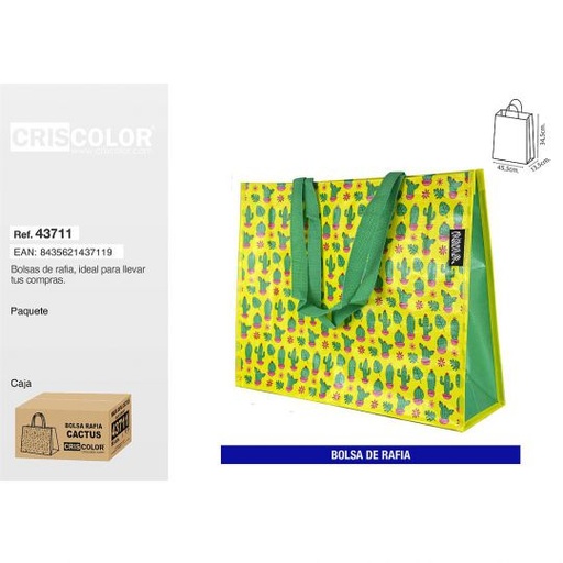 [43711] BOLSA DE RAFIA 34,5+13,5x45,5 CACTUS (Precio Unitario)