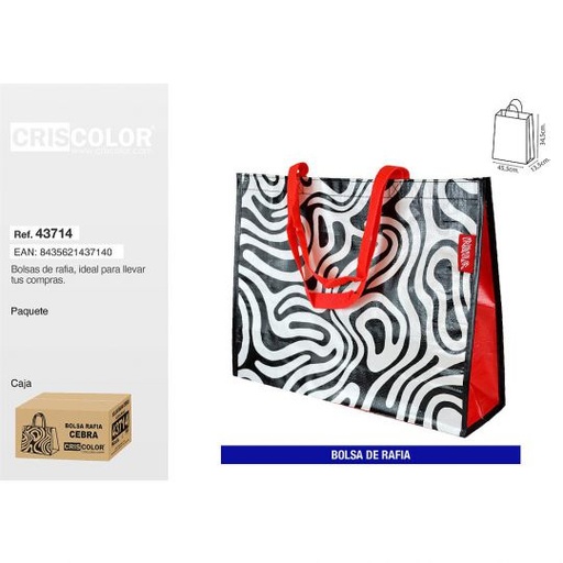 [43714] BOLSA DE RAFIA 34,5+13,5x45,5 CEBRA (Precio Unitario)